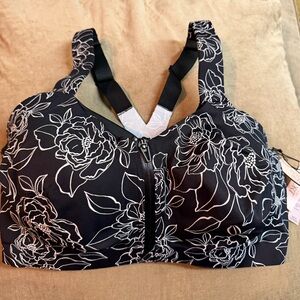 Victoria's Secret Black Sports Bra with White Floral Pattern
